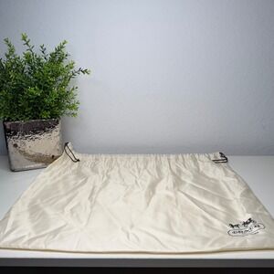 Coach Dust Bag Unisex Cream Drawstring Horse Carriage Logo Classic Large 23x18.5